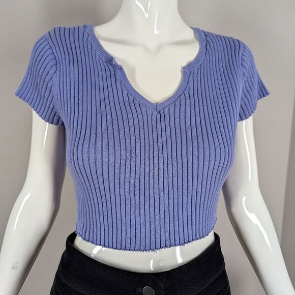 Vintage Liz Claiborne Studio Ribbed Cropped Tee Size Small Cotton Y2K - Picture 6 of 6